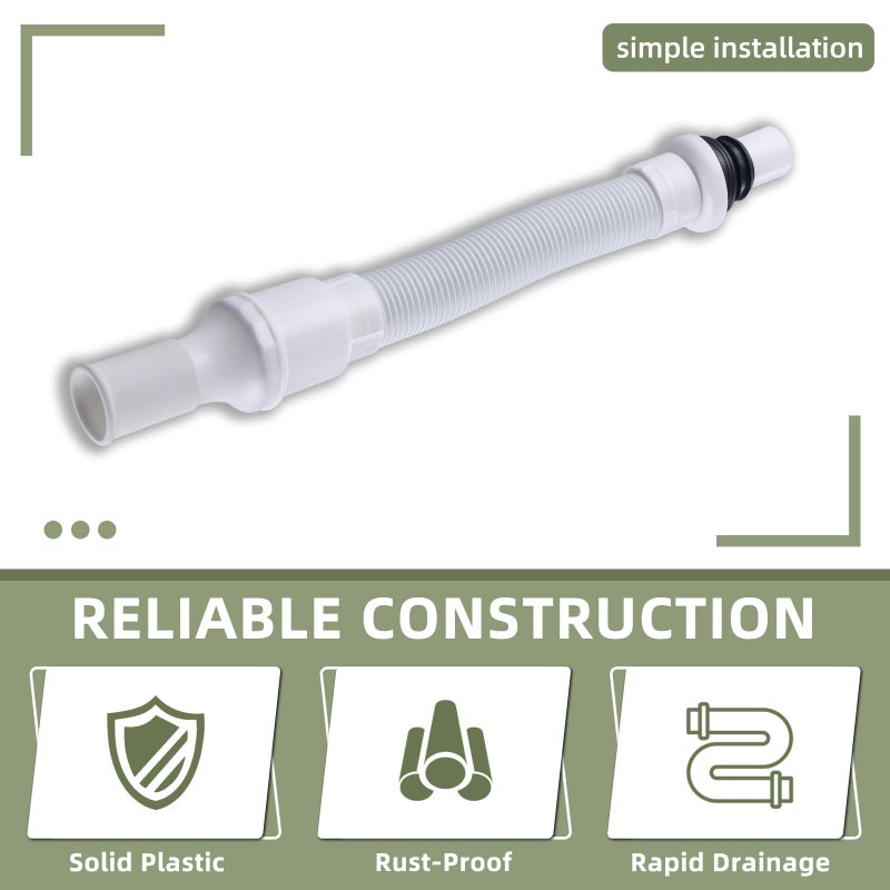 Angle Simple Sink Drain Hose, Plastic Flexible Bathroom Drain Pipe Extender, 1 1/4" OD, Length of 17 1/2" to 35 1/4" - Image 3